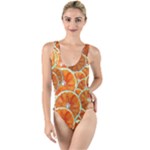 Oranges Patterns Tropical Fruits, Citrus Fruits High Leg Strappy Swimsuit