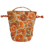 Oranges Patterns Tropical Fruits, Citrus Fruits Drawstring Bucket Bag