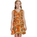 Oranges Patterns Tropical Fruits, Citrus Fruits Kids  Sleeveless Tiered Mini Dress