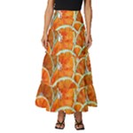 Oranges Patterns Tropical Fruits, Citrus Fruits Tiered Ruffle Maxi Skirt