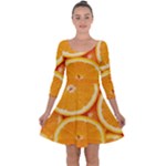 Oranges Textures, Close-up, Tropical Fruits, Citrus Fruits, Fruits Quarter Sleeve Skater Dress