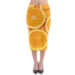Oranges Textures, Close-up, Tropical Fruits, Citrus Fruits, Fruits Midi Pencil Skirt
