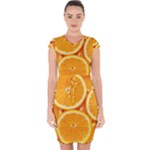 Oranges Textures, Close-up, Tropical Fruits, Citrus Fruits, Fruits Capsleeve Drawstring Dress 