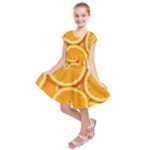 Oranges Textures, Close-up, Tropical Fruits, Citrus Fruits, Fruits Kids  Short Sleeve Dress