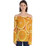 Oranges Textures, Close-up, Tropical Fruits, Citrus Fruits, Fruits Off Shoulder Long Sleeve Top