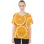 Oranges Textures, Close-up, Tropical Fruits, Citrus Fruits, Fruits V-Neck Dolman Drape Top