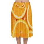 Oranges Textures, Close-up, Tropical Fruits, Citrus Fruits, Fruits Velvet Flared Midi Skirt