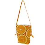 Oranges Textures, Close-up, Tropical Fruits, Citrus Fruits, Fruits Folding Shoulder Bag