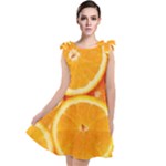 Oranges Textures, Close-up, Tropical Fruits, Citrus Fruits, Fruits Tie Up Tunic Dress