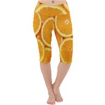 Oranges Textures, Close-up, Tropical Fruits, Citrus Fruits, Fruits Lightweight Velour Cropped Yoga Leggings