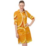Oranges Textures, Close-up, Tropical Fruits, Citrus Fruits, Fruits Long Sleeve Mini Shirt Dress