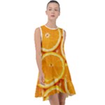 Oranges Textures, Close-up, Tropical Fruits, Citrus Fruits, Fruits Frill Swing Dress