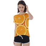 Oranges Textures, Close-up, Tropical Fruits, Citrus Fruits, Fruits Short Sleeve Open Back T-Shirt