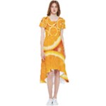 Oranges Textures, Close-up, Tropical Fruits, Citrus Fruits, Fruits High Low Boho Dress