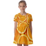 Oranges Textures, Close-up, Tropical Fruits, Citrus Fruits, Fruits Kids  Short Sleeve Pinafore Style Dress