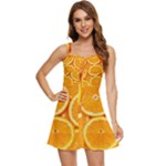 Oranges Textures, Close-up, Tropical Fruits, Citrus Fruits, Fruits Ruffle Edge Bra Cup Chiffon Mini Dress