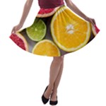Oranges, Grapefruits, Lemons, Limes, Fruits A-line Skater Skirt