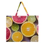 Oranges, Grapefruits, Lemons, Limes, Fruits Zipper Large Tote Bag