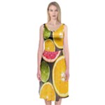 Oranges, Grapefruits, Lemons, Limes, Fruits Midi Sleeveless Dress