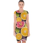 Oranges, Grapefruits, Lemons, Limes, Fruits Capsleeve Drawstring Dress 