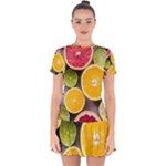 Oranges, Grapefruits, Lemons, Limes, Fruits Drop Hem Mini Chiffon Dress