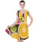 Oranges, Grapefruits, Lemons, Limes, Fruits Cap Sleeve Midi Dress