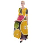 Oranges, Grapefruits, Lemons, Limes, Fruits Half Sleeves Maxi Dress