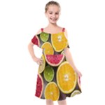 Oranges, Grapefruits, Lemons, Limes, Fruits Kids  Cut Out Shoulders Chiffon Dress