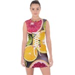 Oranges, Grapefruits, Lemons, Limes, Fruits Lace Up Front Bodycon Dress
