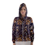 Paisley Texture, Floral Ornament Texture Women s Hooded Windbreaker