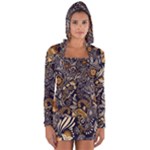 Paisley Texture, Floral Ornament Texture Long Sleeve Hooded T-shirt
