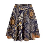 Paisley Texture, Floral Ornament Texture High Waist Skirt