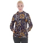 Paisley Texture, Floral Ornament Texture Women s Hooded Pullover