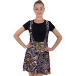 Paisley Texture, Floral Ornament Texture Velvet Suspender Skater Skirt