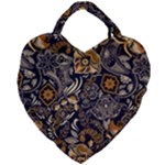 Paisley Texture, Floral Ornament Texture Giant Heart Shaped Tote
