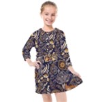 Paisley Texture, Floral Ornament Texture Kids  Quarter Sleeve Shirt Dress