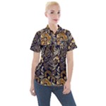 Paisley Texture, Floral Ornament Texture Women s Short Sleeve Pocket Shirt