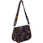 Paisley Texture, Floral Ornament Texture Saddle Handbag