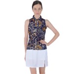 Paisley Texture, Floral Ornament Texture Women s Sleeveless Polo T-Shirt