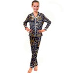 Paisley Texture, Floral Ornament Texture Kids  Satin Long Sleeve Pajamas Set