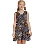 Paisley Texture, Floral Ornament Texture Kids  Sleeveless Tiered Mini Dress