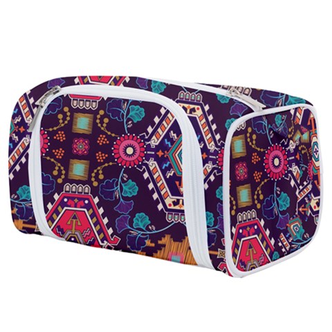 Pattern, Ornament, Motif, Colorful Toiletries Pouch from UrbanLoad.com