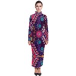 Pattern, Ornament, Motif, Colorful Turtleneck Maxi Dress