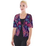 Pattern, Ornament, Motif, Colorful Cropped Button Cardigan