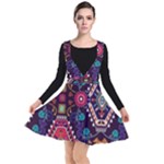 Pattern, Ornament, Motif, Colorful Plunge Pinafore Dress
