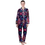 Pattern, Ornament, Motif, Colorful Women s Long Sleeve Satin Pajamas Set	