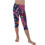 Pattern, Ornament, Motif, Colorful Kids  Lightweight Velour Capri Leggings 