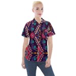 Pattern, Ornament, Motif, Colorful Women s Short Sleeve Pocket Shirt