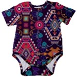 Pattern, Ornament, Motif, Colorful Baby Short Sleeve Bodysuit