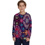 Pattern, Ornament, Motif, Colorful Kids  Crewneck Sweatshirt